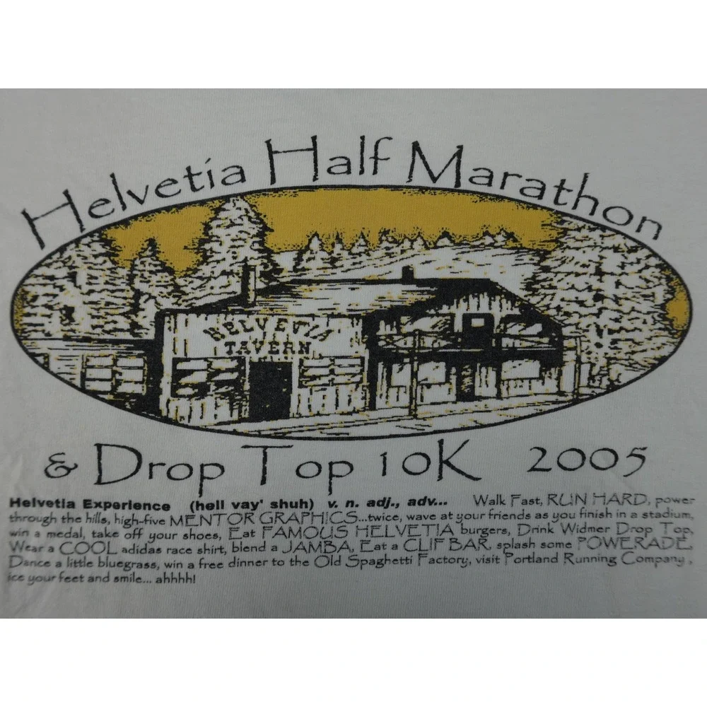 Adidas T-Shirt Mens Medium White Excellent 2005 Helvetia Half‎ Marathon Graphic